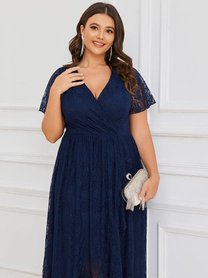 Plus Size Short Sleeve Ruffled Dress