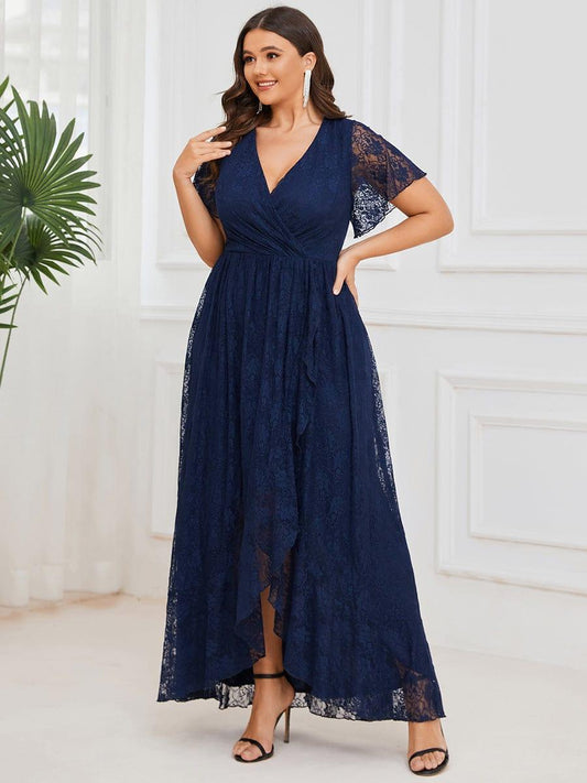 Plus Size Short Sleeve Ruffled Dress