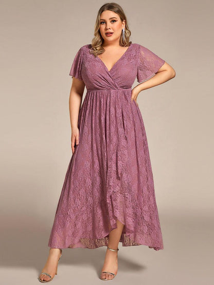 Plus Size Short Sleeve Ruffled Dress