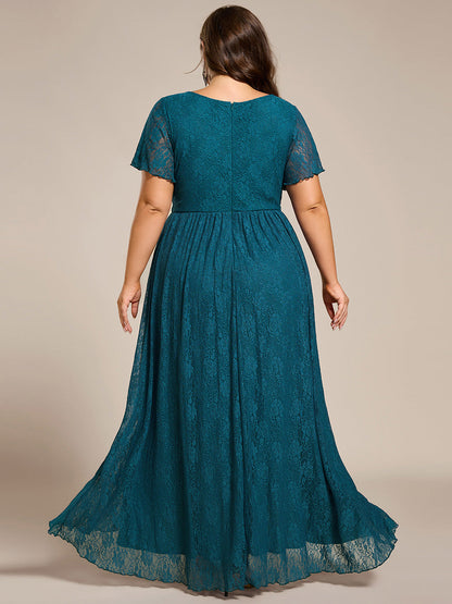 Plus Size Short Sleeve Ruffled Dress