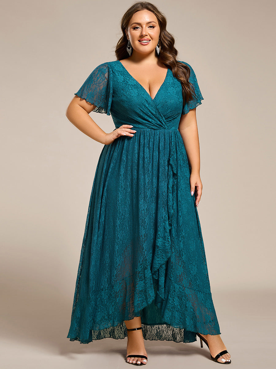 Plus Size Short Sleeve Ruffled Dress