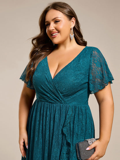 Plus Size Short Sleeve Ruffled Dress