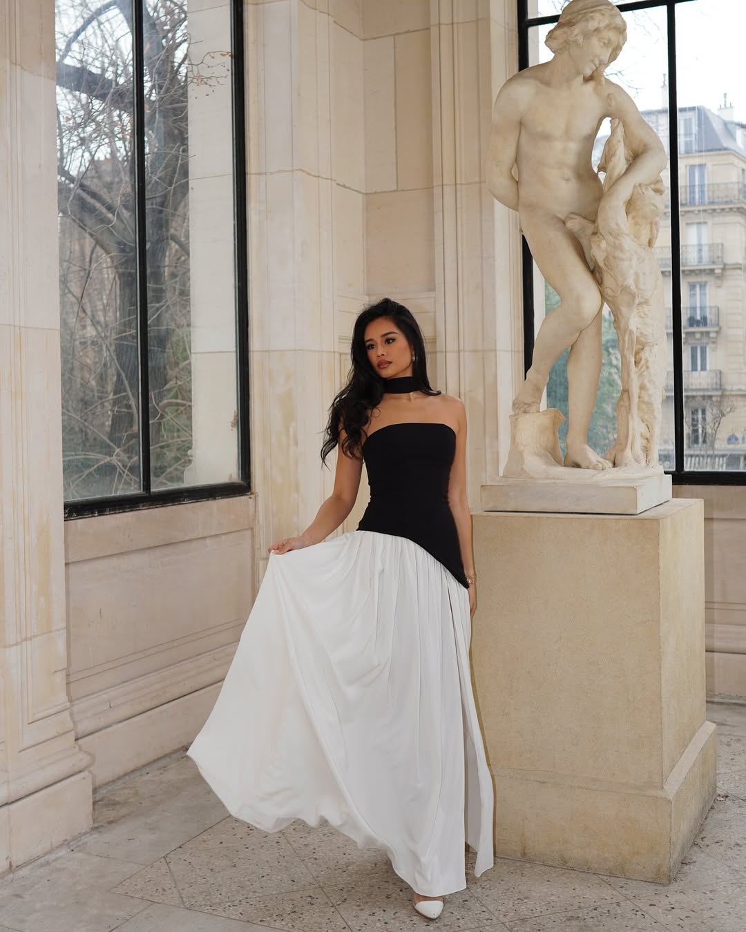 Lucinda | Women's Strapless Maxi Wedding Guest Dress with Scarf