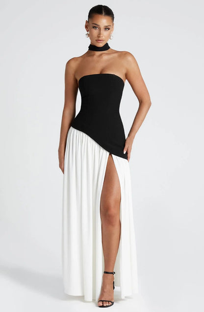 Lucinda | Women's Strapless Maxi Wedding Guest Dress with Scarf