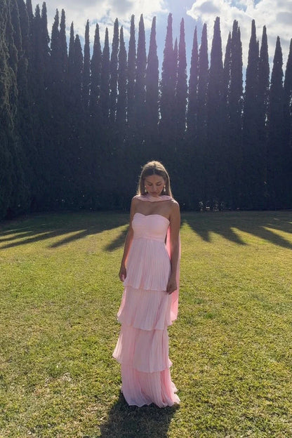 Odessa | Women's Strapless Tiered Maxi Wedding Guest Dress