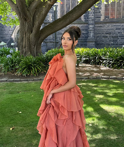 Bellina | Women's Sleeveless Layers Ruffles Maxi Prom Dress