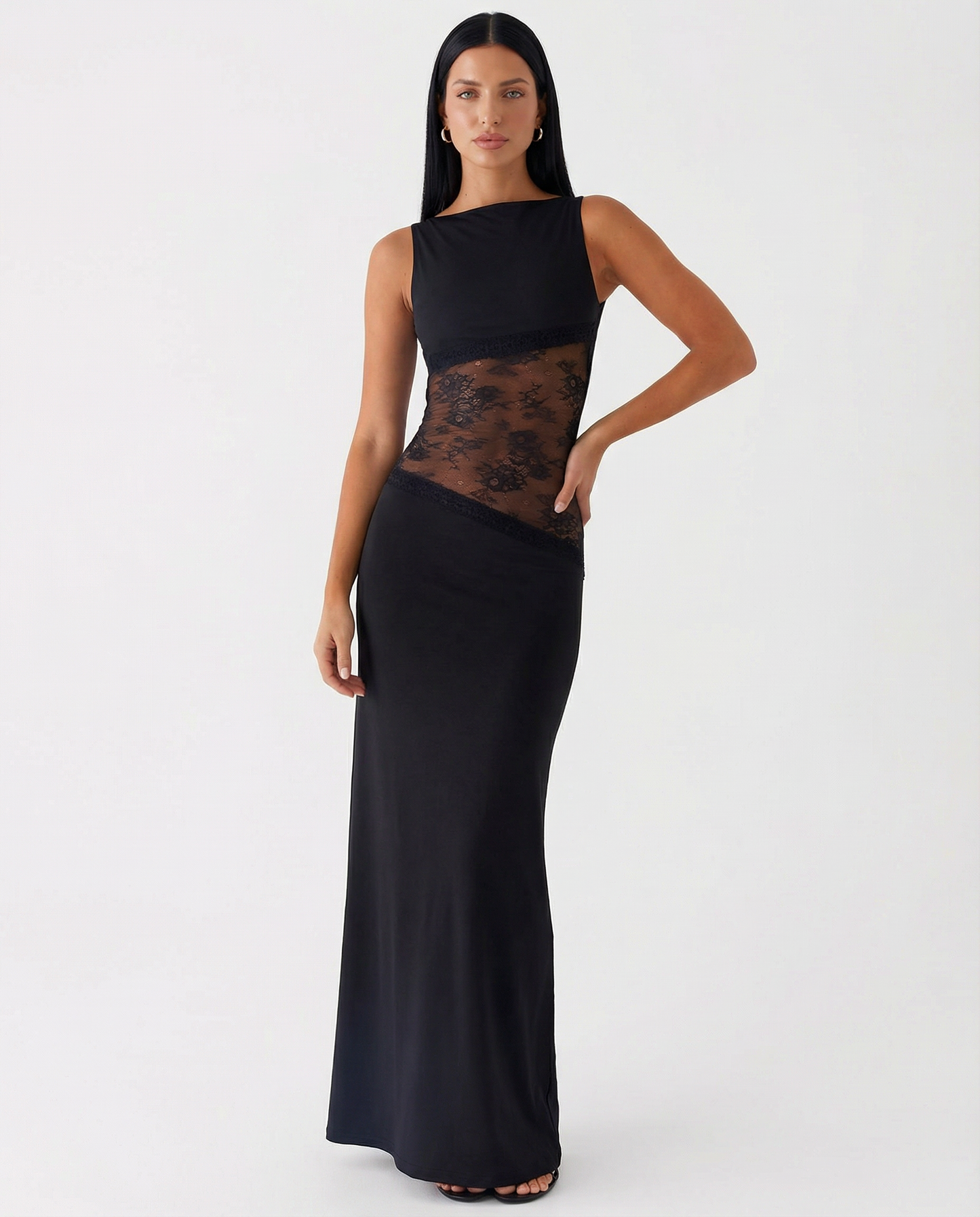 Palermo | Lace Waist Open Back Maxi Dress