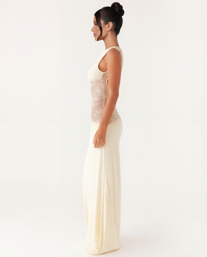 Palermo | Lace Waist Open Back Maxi Dress