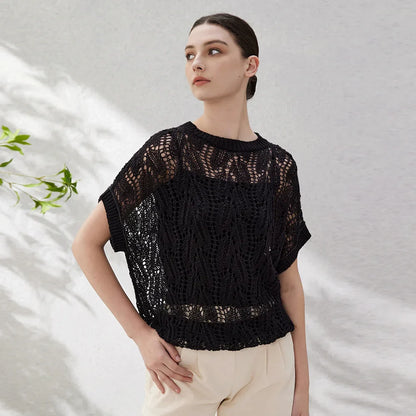 Geneive Hollow-out Linen Top