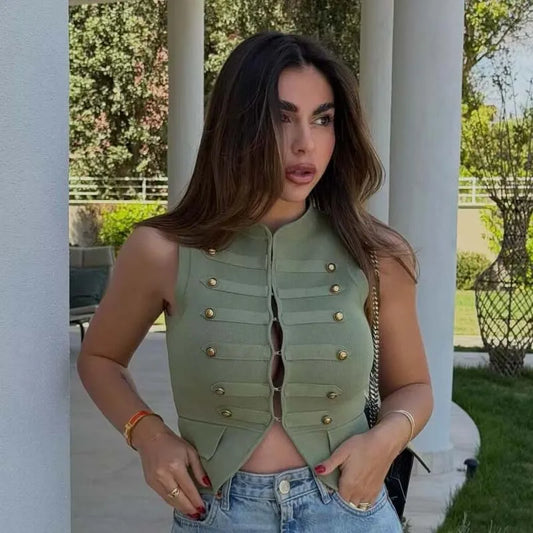 Irena Military Vest Blouse