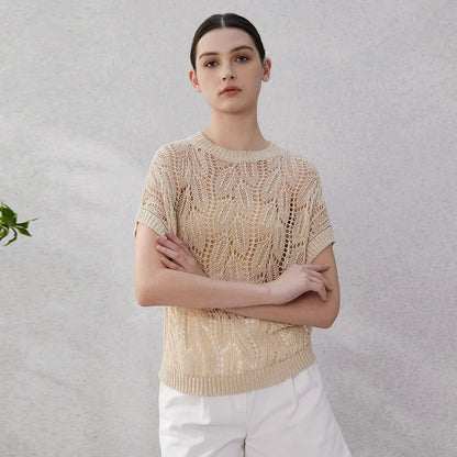 Geneive Hollow-out Linen Top
