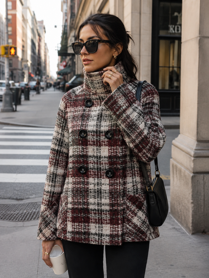 Lorissa Tartan Plaid Peacoat