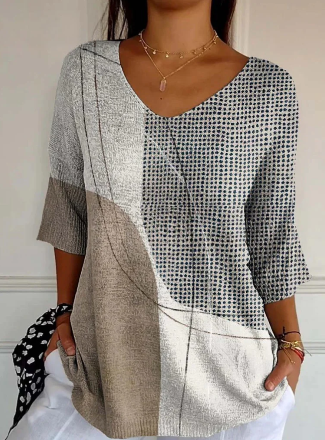 Lana | Abstract Dot and Line Pattern Shirt