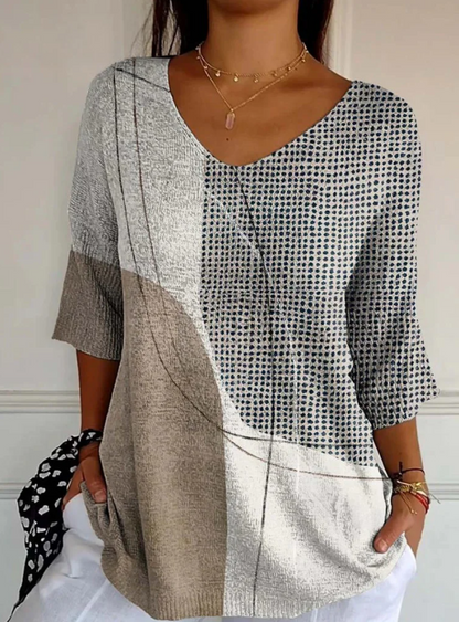Lana | Abstract Dot and Line Pattern Shirt