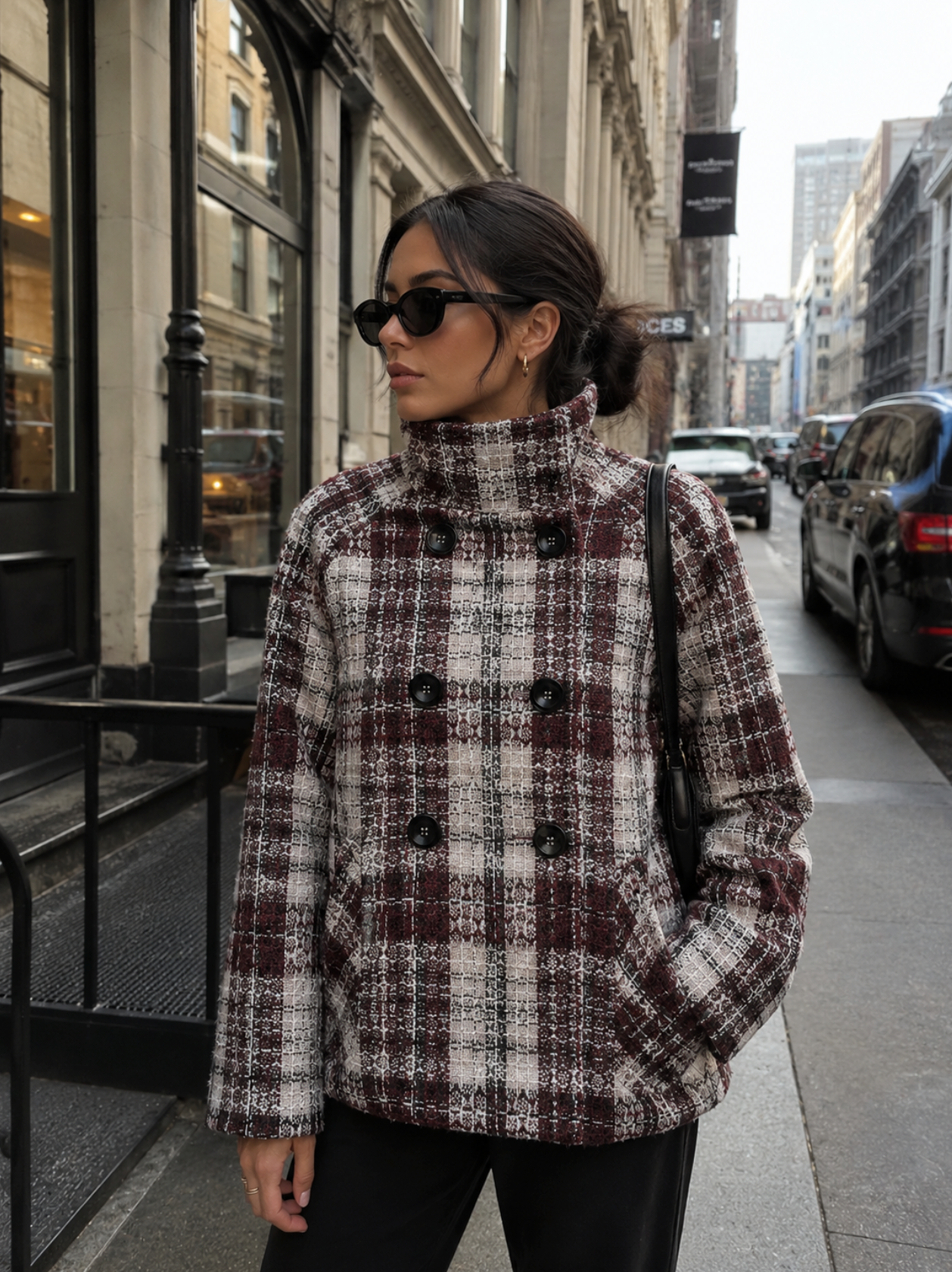 Lorissa Tartan Plaid Peacoat