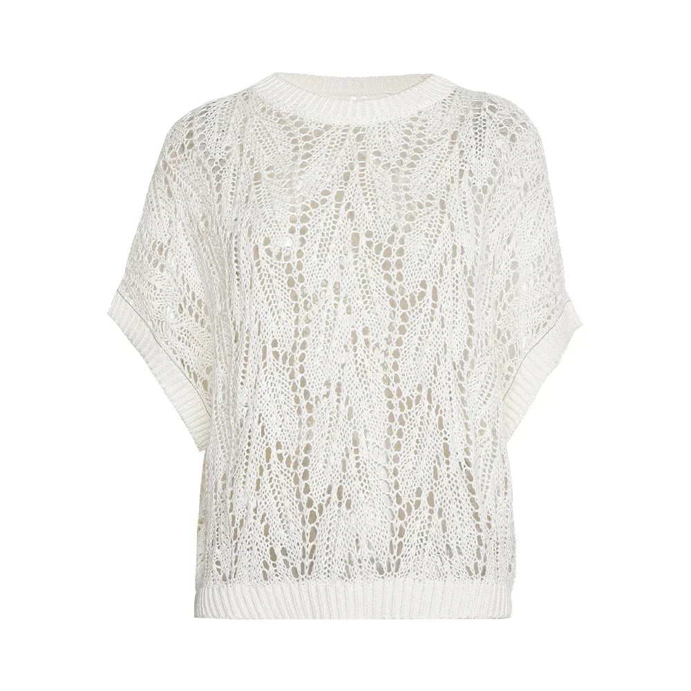 Geneive Hollow-out Linen Top