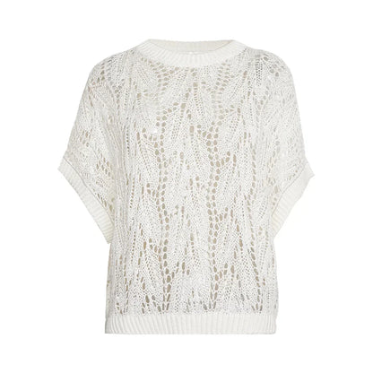 Geneive Hollow-out Linen Top