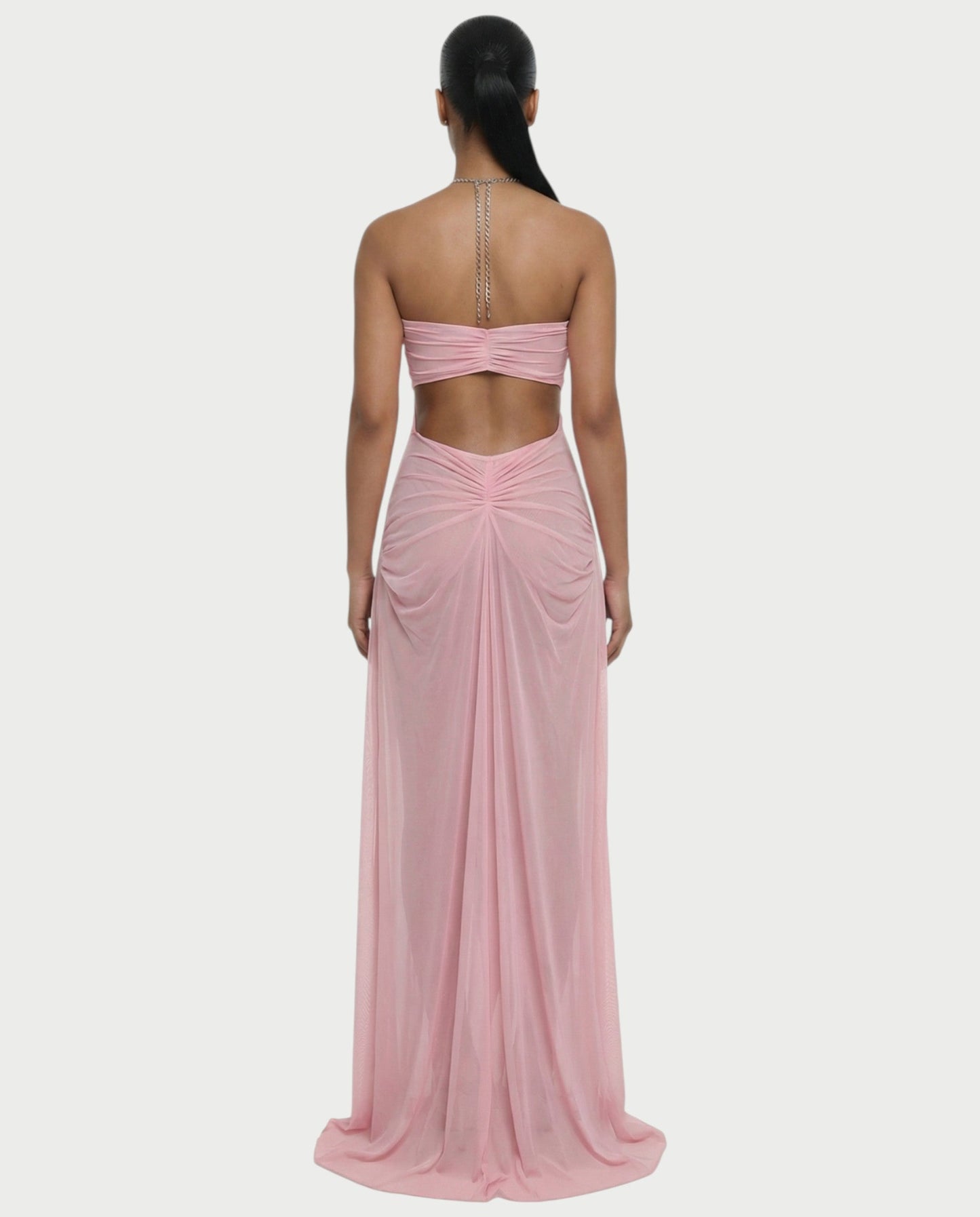 ALUMA Crystal Chain Sheer Flow Maxi Dress