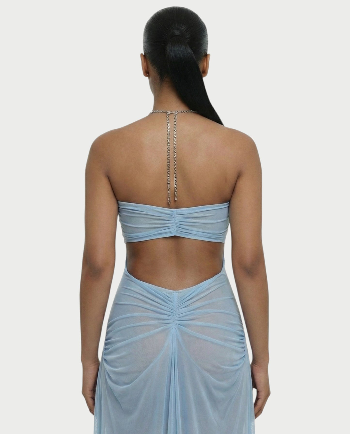 ALUMA Crystal Chain Sheer Flow Maxi Dress