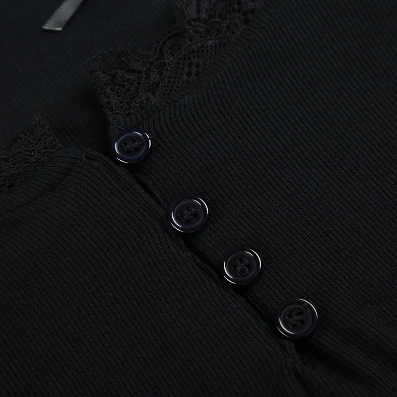 Lace Trim Button Top