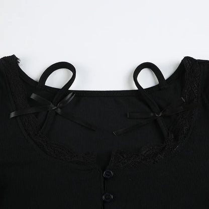 Lace Trim Button Top