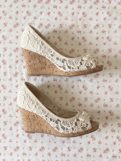 Solene | Floral Wedge Heels