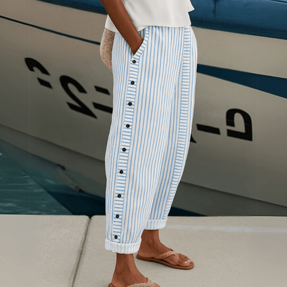Caitlyn | Stylish Striped Button Pants