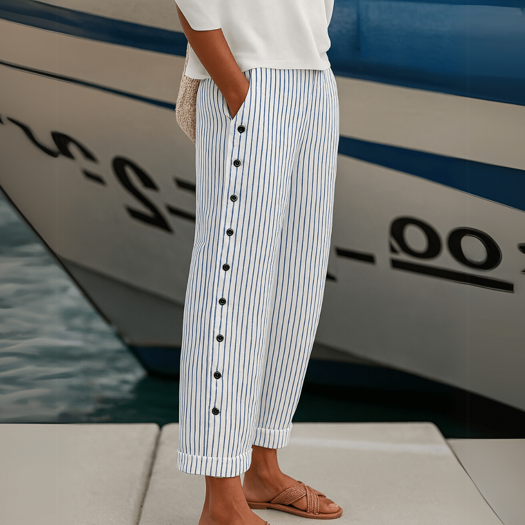 Caitlyn | Stylish Striped Button Pants