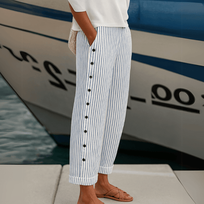 Caitlyn | Stylish Striped Button Pants