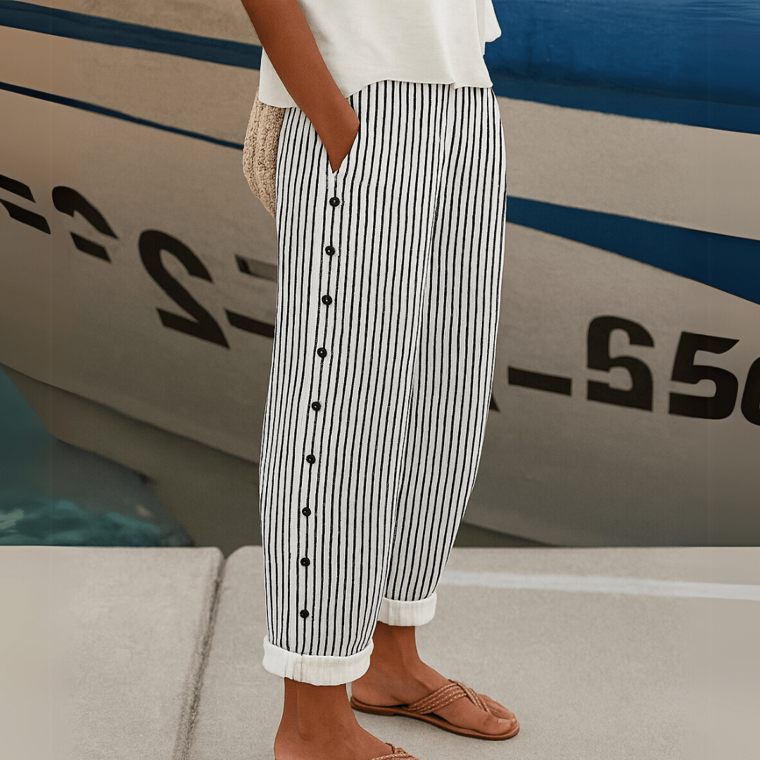 Caitlyn | Stylish Striped Button Pants