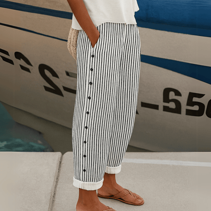 Caitlyn | Stylish Striped Button Pants