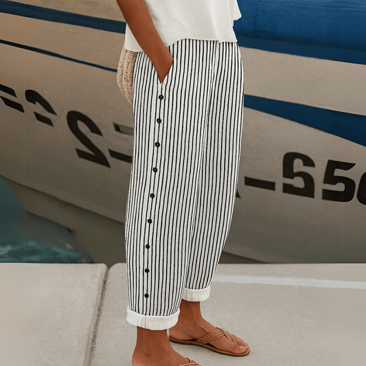 Caitlyn | Stylish Striped Button Pants