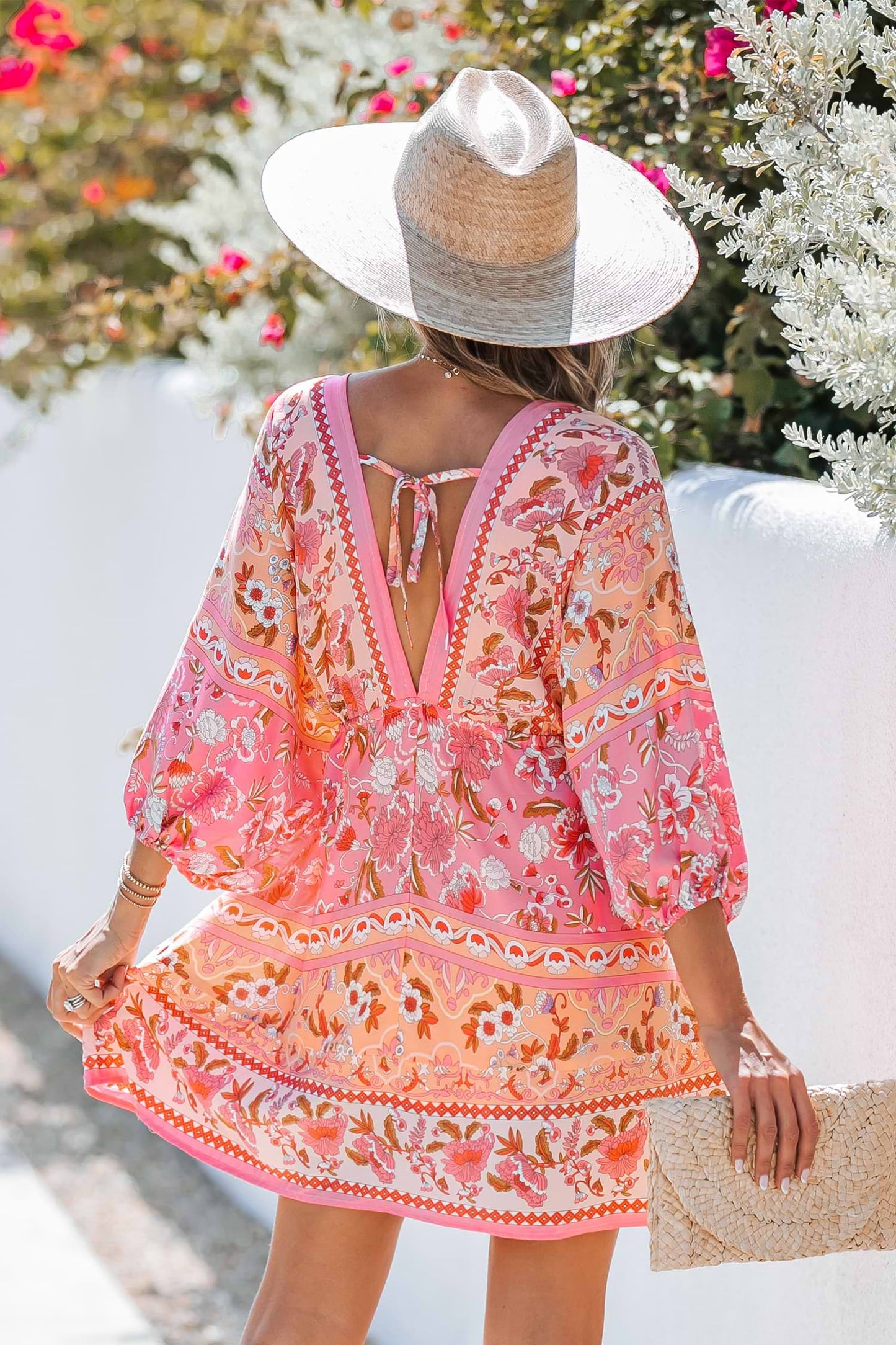Sienna | Floral Paisley Drawstring Mini Dress - S