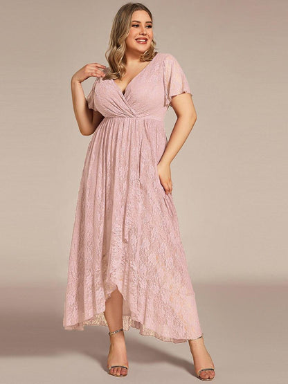 Plus Size Short Sleeve Ruffled Dress