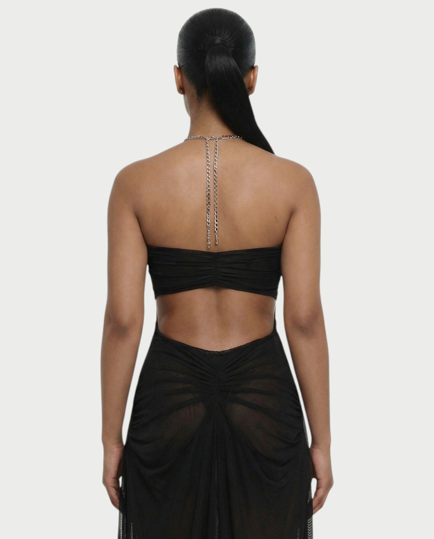 ALUMA Crystal Chain Sheer Flow Maxi Dress
