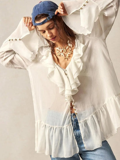 Luna | Ruffle Button Top