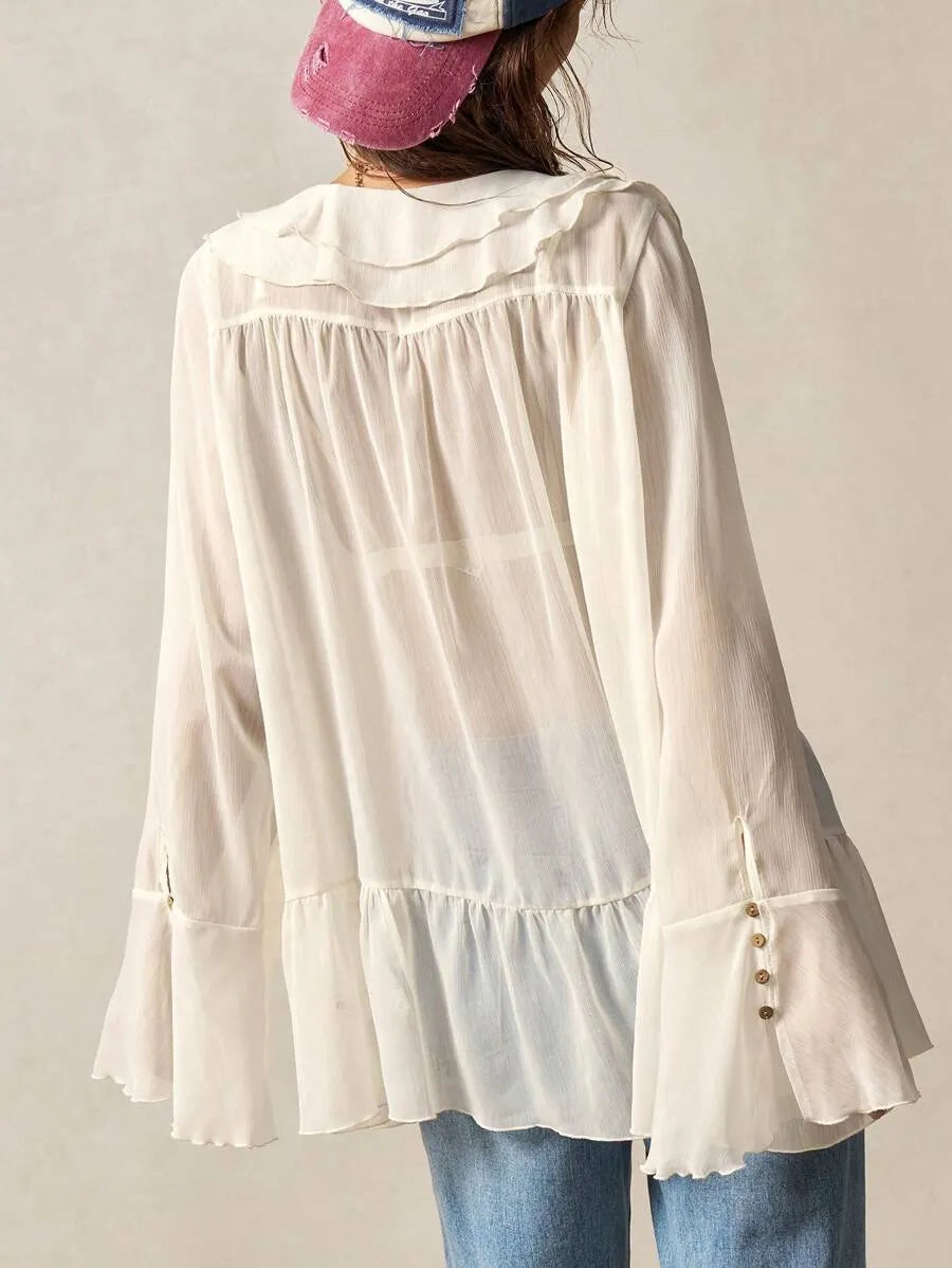 Luna | Ruffle Button Top