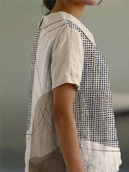 Lana | Abstract Dot and Line Pattern Shirt