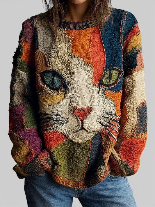 Abigail – Cat Patchwork Sweater