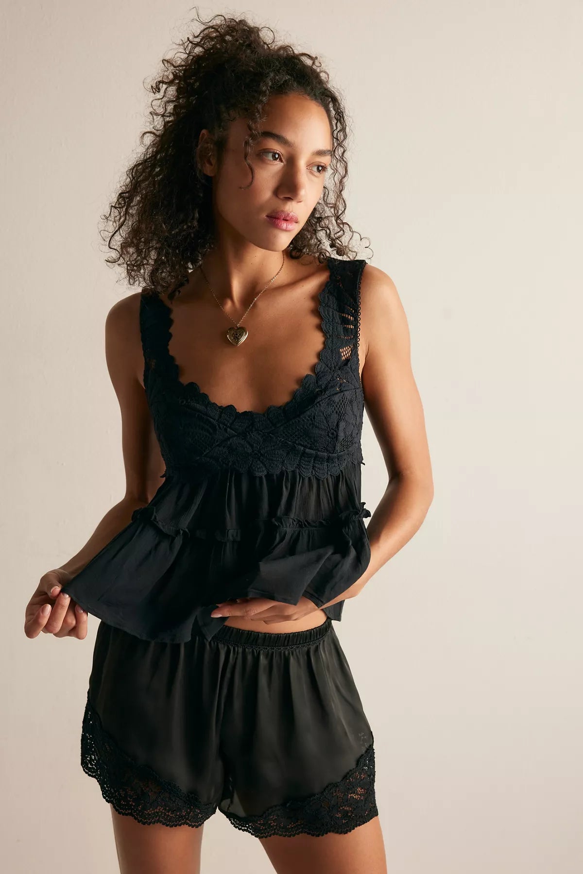 Petal Party Lace Shapeless Cami in Black - photo 1
