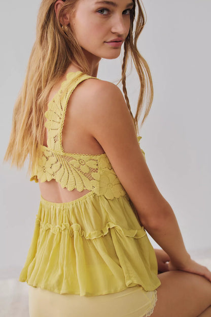 Petal Party Lace Shapeless Cami in Sicilian Yellow - photo 2
